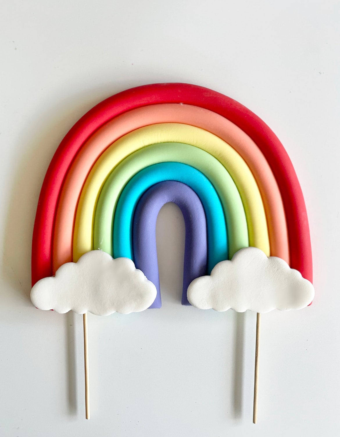 Personalised Pastel Rainbow Cake Topper / Pink Rainbow / Name and Age –  FABTOPPERS