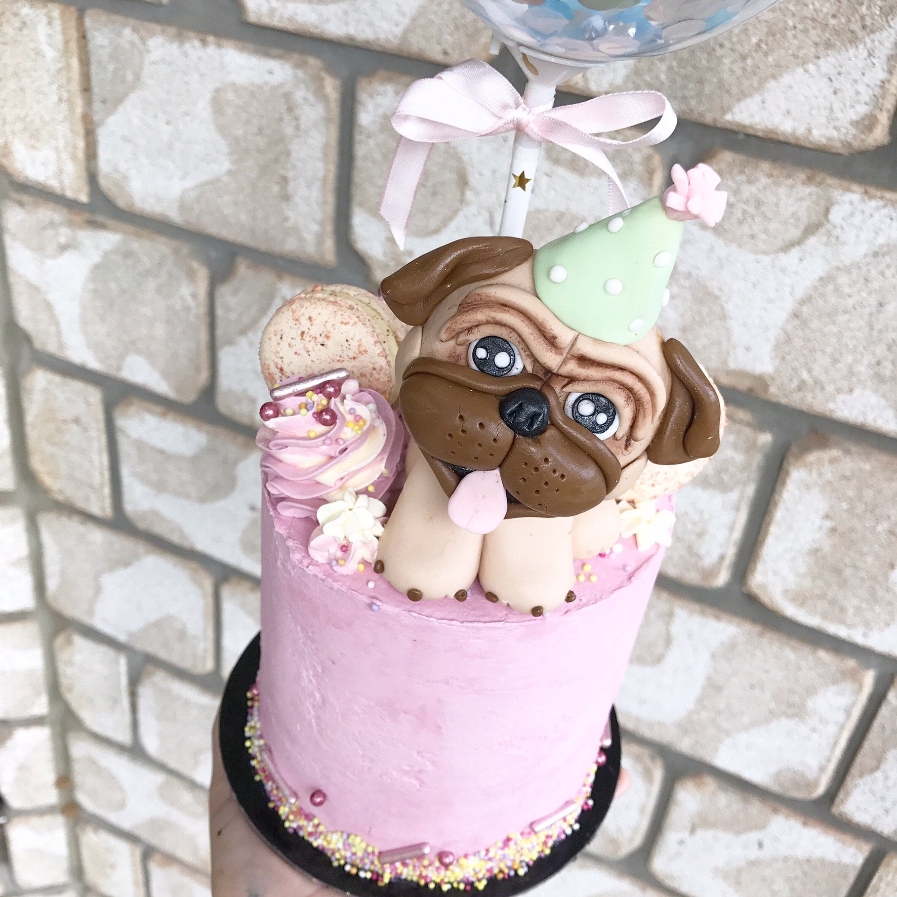 Pug cake topper